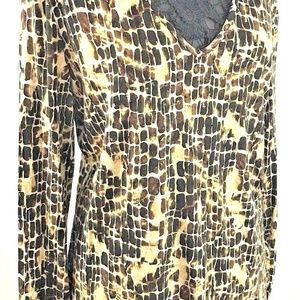 St. John women's  top brown black animal print